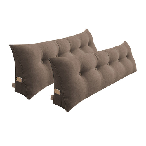 2X 120cm Coffee Triangular Wedge Bed Pillow Headboard Backrest Bedside Tatami Cushion Home Decor
