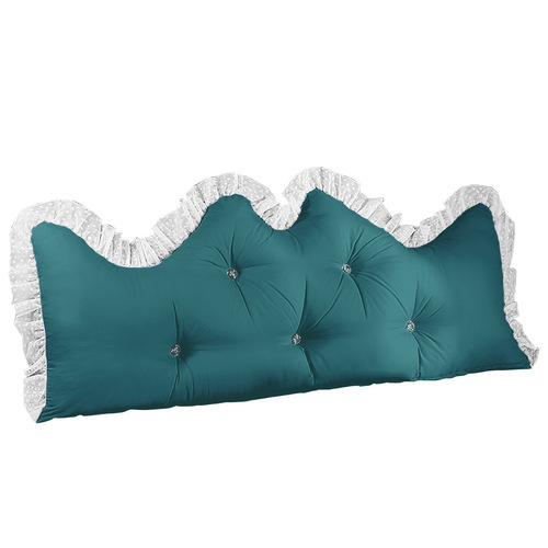 120cm Blue-Green Princess Bed Pillow Headboard Backrest Bedside Tatami Sofa Cushion with Ruffle Lace Home Decor