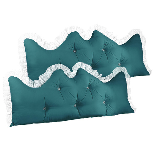 2X 120cm Blue-Green Princess Bed Pillow Headboard Backrest Bedside Tatami Sofa Cushion with Ruffle Lace Home Decor