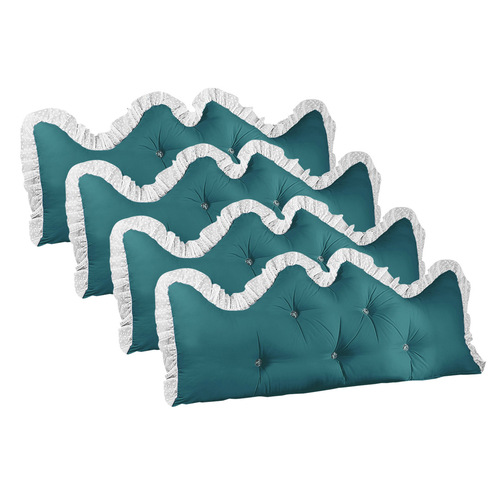 4X 120cm Blue-Green Princess Bed Pillow Headboard Backrest Bedside Tatami Sofa Cushion with Ruffle Lace Home Decor