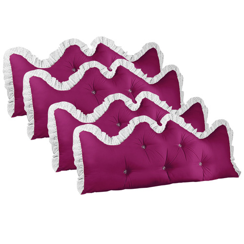 4X 120cm Burgundy Princess Bed Pillow Headboard Backrest Bedside Tatami Sofa Cushion with Ruffle Lace Home Decor