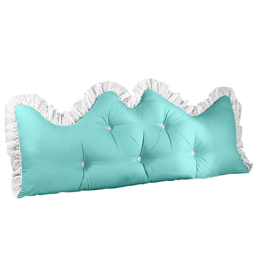 120cm Light Blue Princess Bed Pillow Headboard Backrest Bedside Tatami Sofa Cushion with Ruffle Lace Home Decor