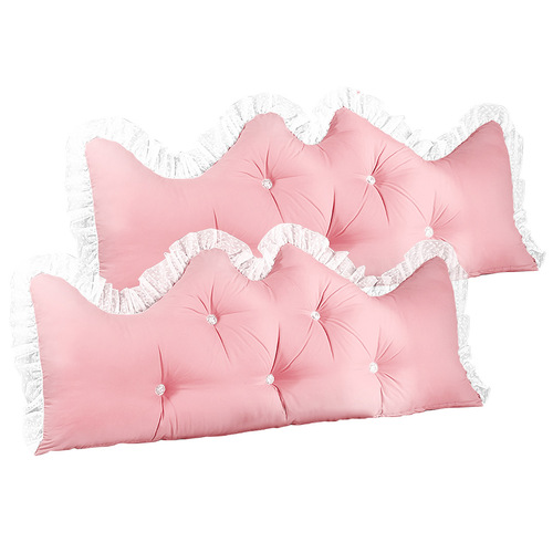 2X 120cm Pink Princess Bed Pillow Headboard Backrest Bedside Tatami Sofa Cushion with Ruffle Lace Home Decor