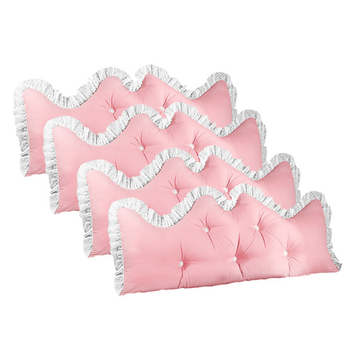 4X 120cm Pink Princess Bed Pillow Headboard Backrest Bedside Tatami Sofa Cushion with Ruffle Lace Home Decor