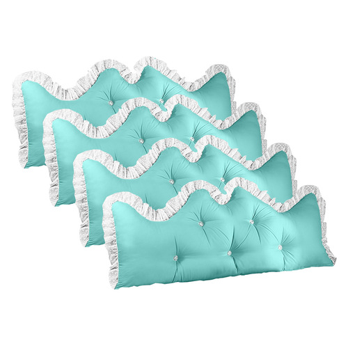 4X 150cm Light Blue Princess Bed Pillow Headboard Backrest Bedside Tatami Sofa Cushion with Ruffle Lace Home Decor