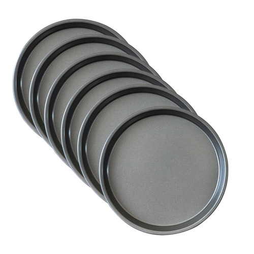 6X 9-inch Round Black Steel Non-stick Pizza Tray Oven Baking Plate Pan