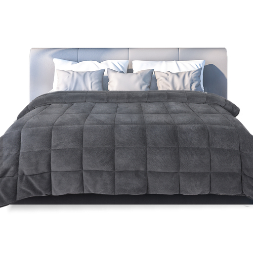 DreamZ Quilt Doona Comforter Blanket Velvet Winter Warm Queen Bedding Grey