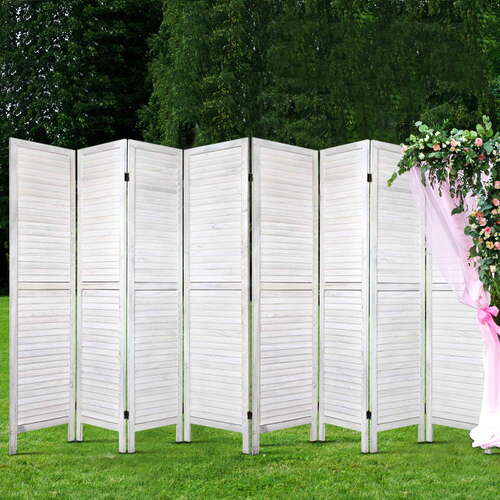 Room Divider Screen 8 Panel Privacy Wood Dividers Stand Bed Timber White
