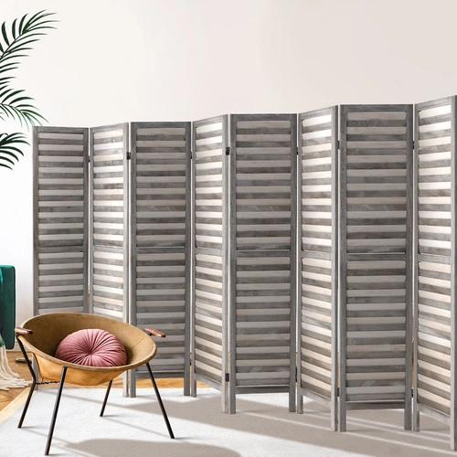 Artiss 8 Panel Room Divider Screen 326x170cm Louver Grey