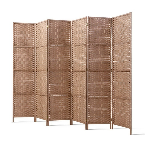 6 Panel Room Divider Screen Privacy Timber Foldable Dividers Stand Natural