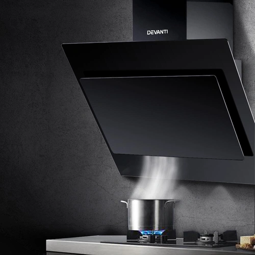 900mm Range Hood 90cm Rangehood Glass Black