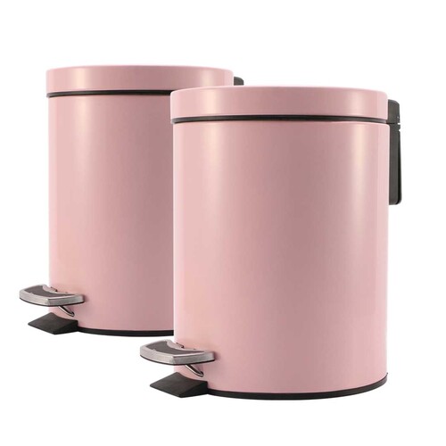 2X 12L Foot Pedal Stainless Steel Rubbish Recycling Garbage Waste Trash Bin Round Pink