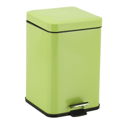 Foot Pedal Stainless Steel Rubbish Recycling Garbage Waste Trash Bin Square 6L Green