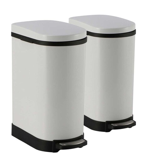 2X 10L Foot Pedal Stainless Steel Rubbish Recycling Garbage Waste Trash Bin U White