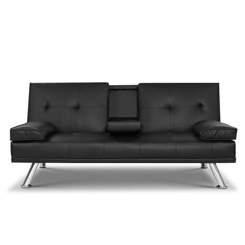 Petina Sofa Bed Lounge Futon Couch 3 Seater Leather Cup Holder Recliner