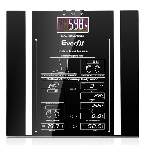 Bathroom Scales Digital Body Fat Scale 180KG Electronic Monitor Tracker