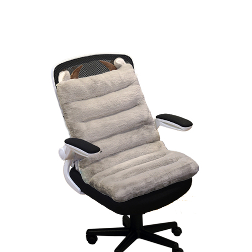 Grey One Piece Siamese Cushion Office Sedentary Butt Mat Back Waist Chair Support Home Decor With Buffalo Ears