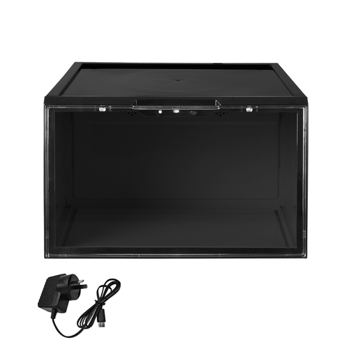 LED Voice Sneaker Display Case Lighted Shoe Storage Boxes  Magnetic Black 1PC