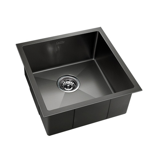 Cefito Stainless Steel Kitchen Sink 510X450MM Under/Topmount Sinks Laundry Bowl Black