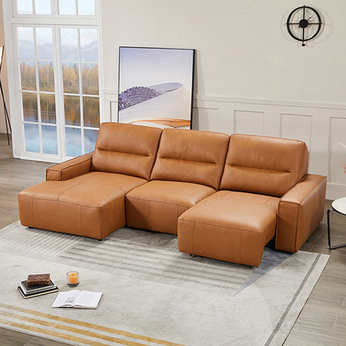 3 Seater Sectional Genuine Leather Sofa Bed King Size Chaise USB Charger