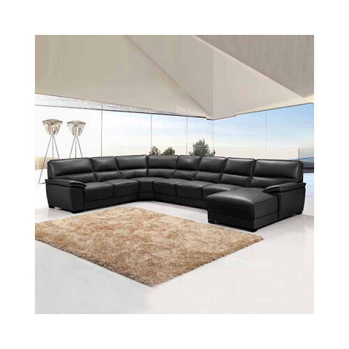 Townsend Lounge Set Luxurious 7 Seater Bonded Leather Corner Sofa Living Room Couch in Black with Chaise