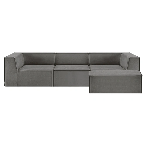 Sarantino Novi 3-Seater Modular Sofa with Ottoman in Grey Non-Slip Bottom Lounge