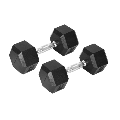 2x Rubber Hex Dumbbell 10kg Home Gym Exercise Weight Fitness Training