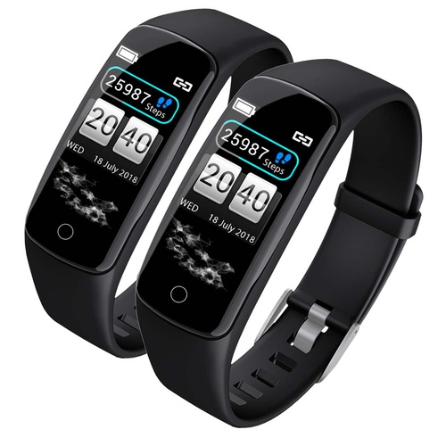 2x Sport Monitor Wrist Touch Fitness Tracker Smart Watch Black