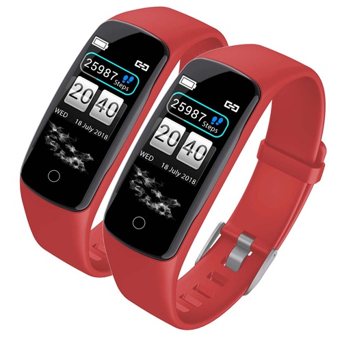 2x Sport Monitor Wrist Touch Fitness Tracker Smart Watch Red