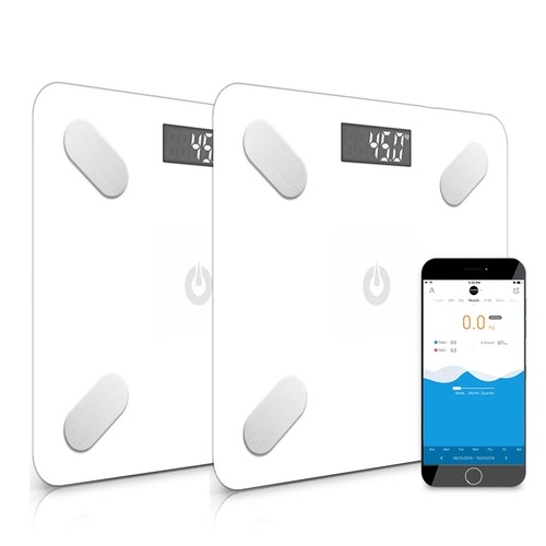 2x Wireless Bluetooth Digital Body Fat Scale Bathroom Health Analyzer Weight White