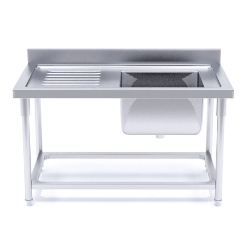 160*70*85 Stainless Steel Work Bench Right Sink Commercial Restaurant Kitchen Food Prep