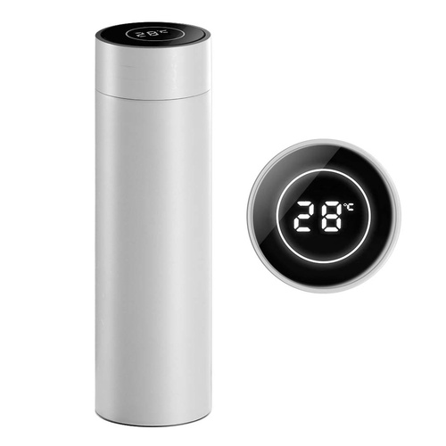 500ML Stainless Steel Smart LCD Thermometer Display Bottle Vacuum Flask Thermos White