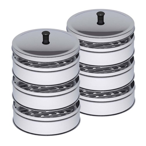 2X 3 Tier Stainless Steel Steamers With Lid Work inside of Basket Pot Steamers 25cm