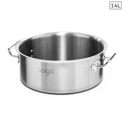 Stock Pot 14L Top Grade Thick Stainless Steel Stockpot 18/10 Without Lid