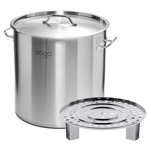 40cm Stainless Steel Stock Pot with One Steamer Rack Insert Stockpot Tray