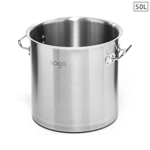 Stock Pot 50L Top Grade Thick Stainless Steel Stockpot 18/10 Without Lid