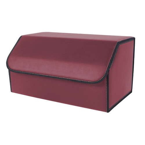  Leather Car Boot Collapsible Foldable Trunk Cargo Organizer Portable Storage Box Red Large