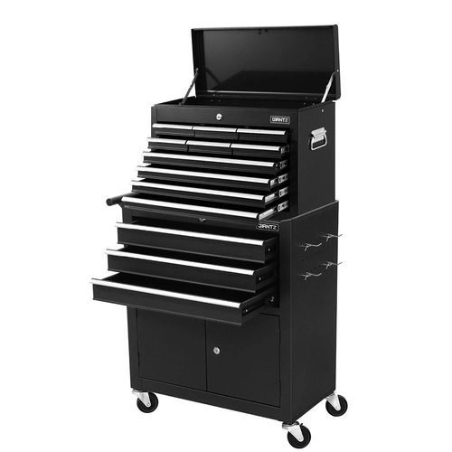 13 Drawer Tool Box Cabinet Chest Toolbox Storage Garage Organiser Black