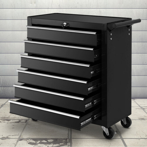 Tool Box Trolley Chest Cabinet 6 Drawers Cart Garage Toolbox Set Black