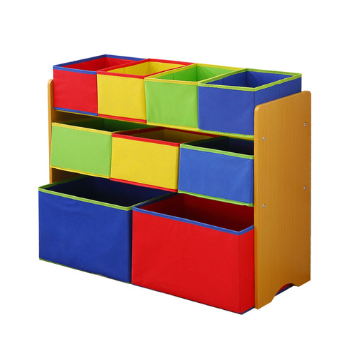 Levede Kids Toy Box 9 Bins Storage Rack Organiser Cabinet Wooden Bookcase 3 Tier