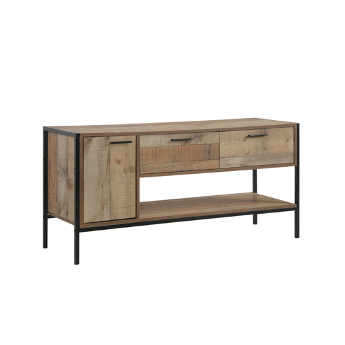 TV Cabinet with 2 Storage Drawers Cabinet Natural Wood Like Particle board Entertainment Unit in Oak colour