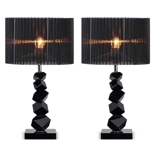 2x 60cm Black Table Lamp with Dark Shade LED Desk Lamp