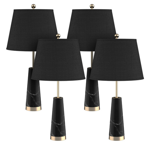 4X 68cm Black Marble Bedside Desk Table Lamp Living Room Shade with Cone Shape Base