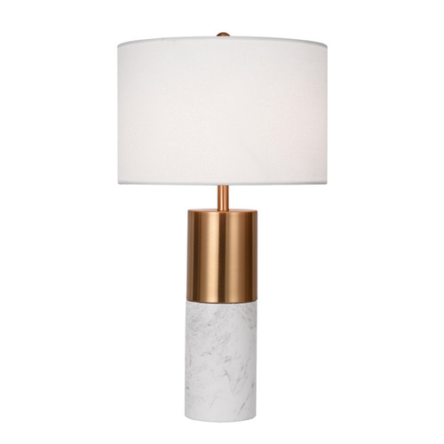 60cm White Marble Bedside Modern Desk Table Lamp Living Room Shade with Cylinder Base