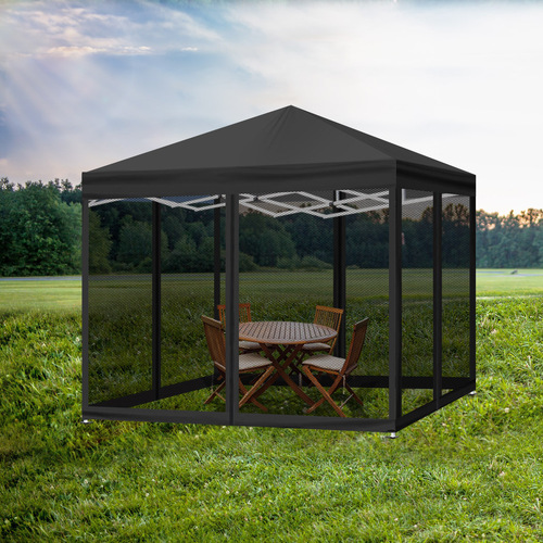 Mountview Gazebo Pop Up Marquee Outdoor Canopy 3x3m Wedding Tent Mesh Side Wall