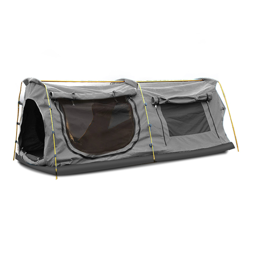 Double King Swag Camping Swags Canvas Dome Tent Hiking Mattress Grey