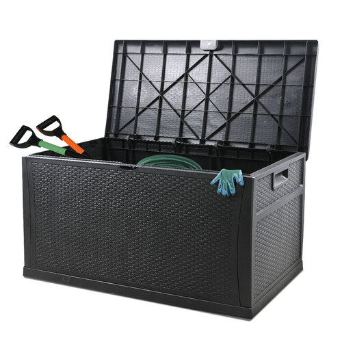 460L Outdoor Storage Box Garden Lockable Toys Tools Wicker Weatherproof Indoor