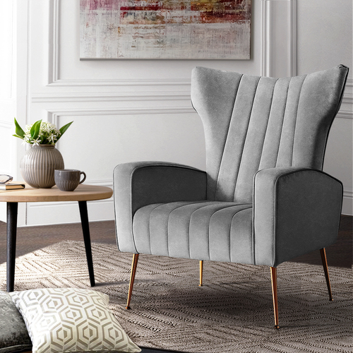 Armchair Lounge Accent Chairs Armchairs Chair Velvet Sofa Grey Seat