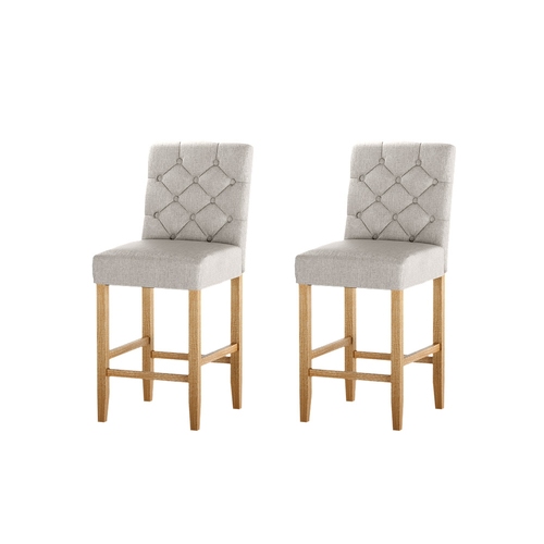 2x Bar Stools Linen Upholstered Chairs
