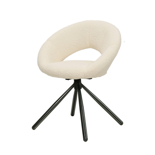 Dining Chairs Cafe Kitchen Chairs Swivel Base Beige Sherpa Set of 2